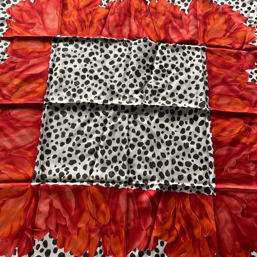 Christian Dior leopard and floral scarf 33X34 inches preowned